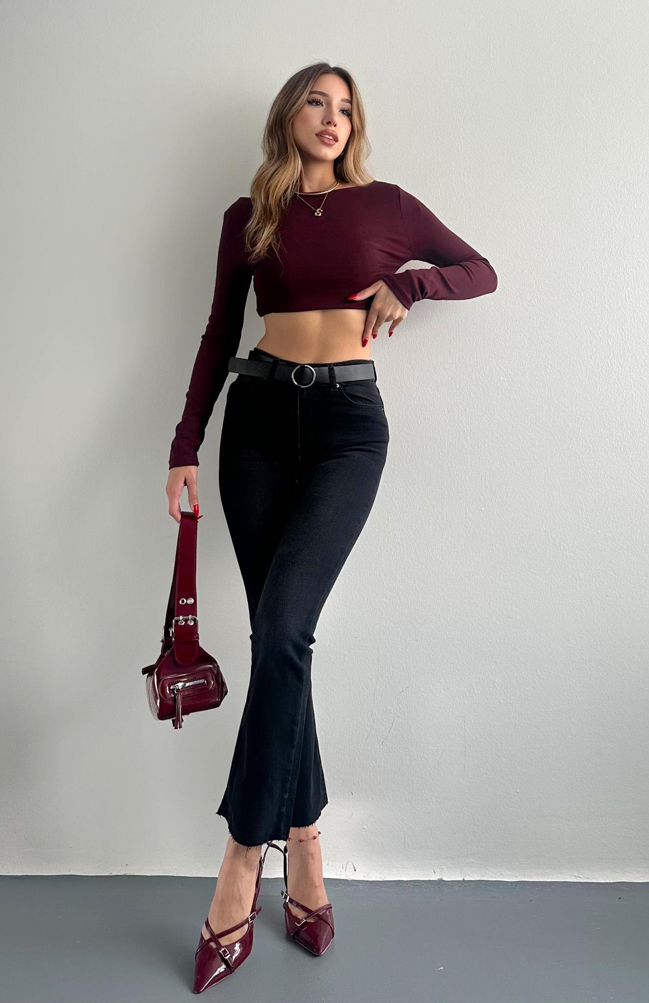 Bol Paça Kemerli Pantolon ANTRASİT