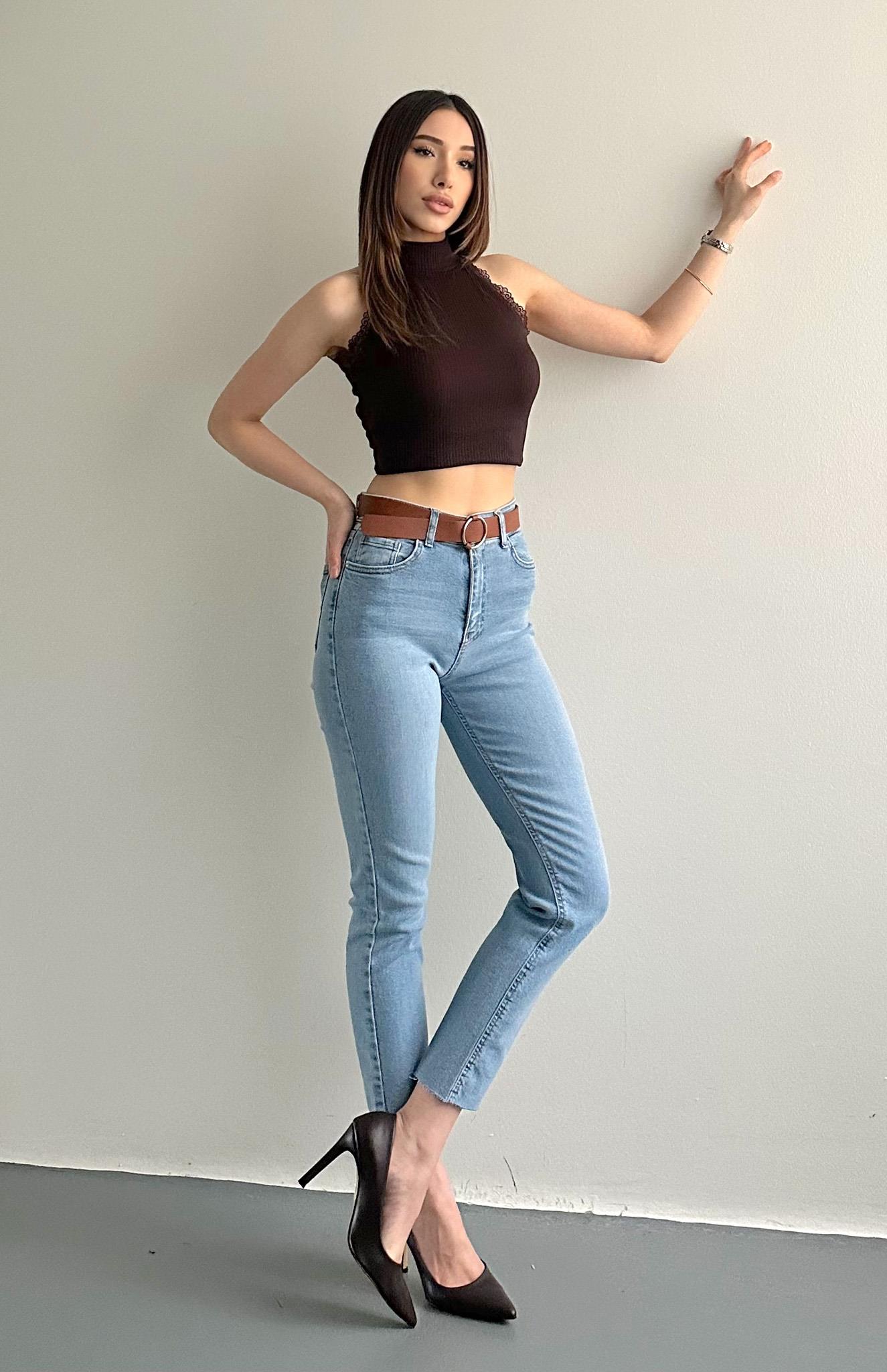 Dar Paça Kemerl Pantolon A.MAVİ