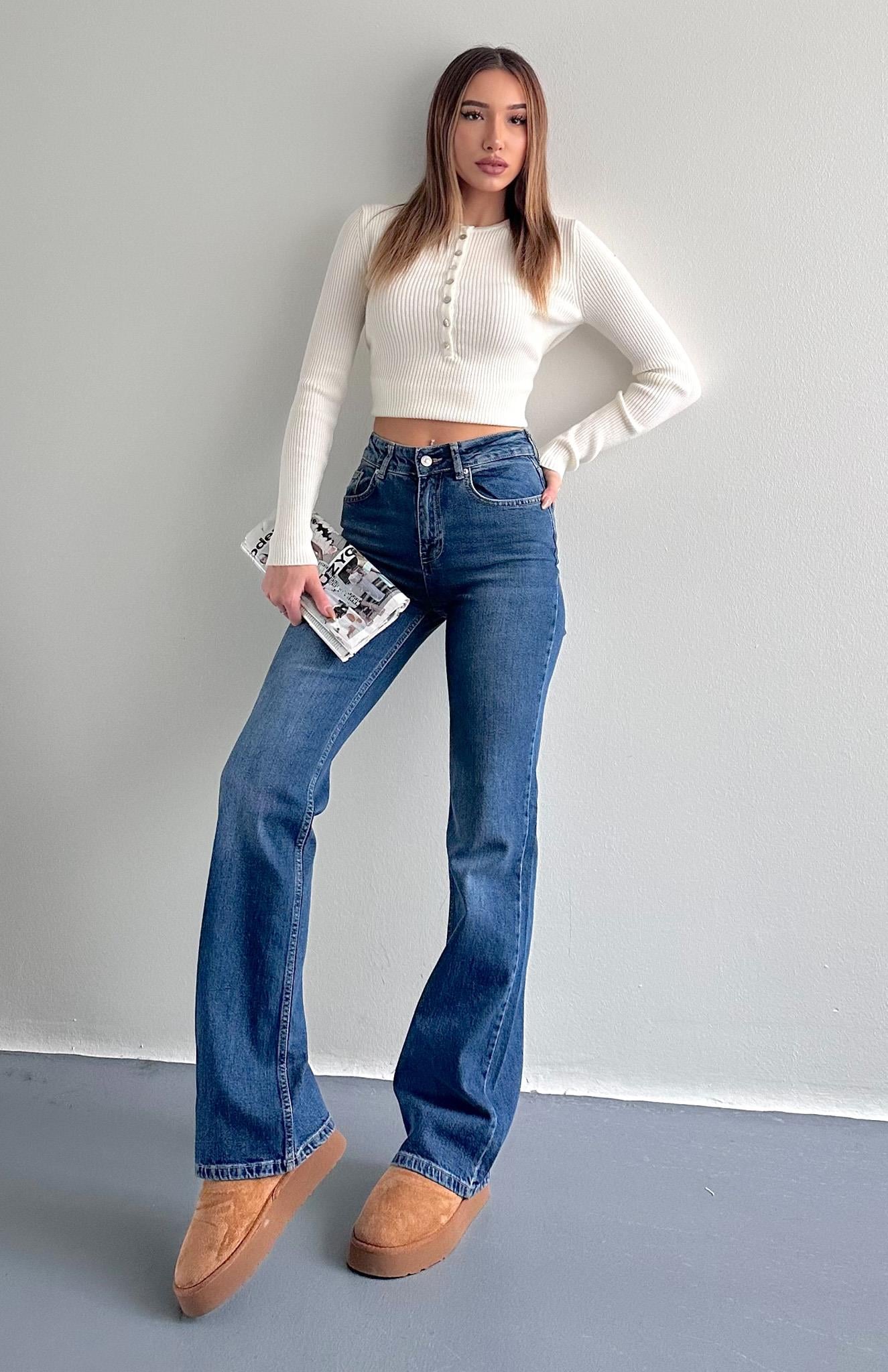 Orta Bel Bootcut Pantolon MAVİ