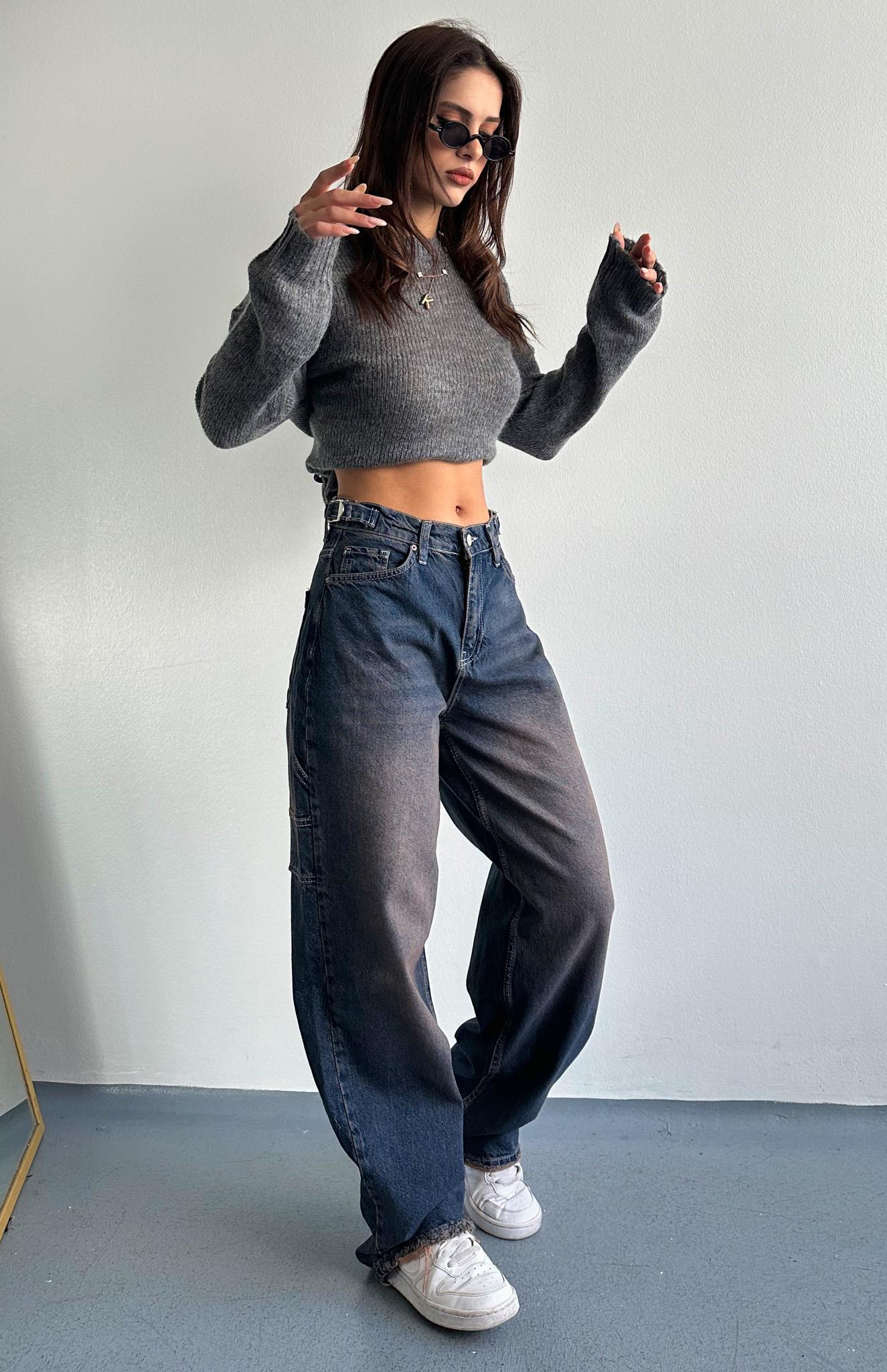 Toka Detaylı Jean Pantolon LACİVERT
