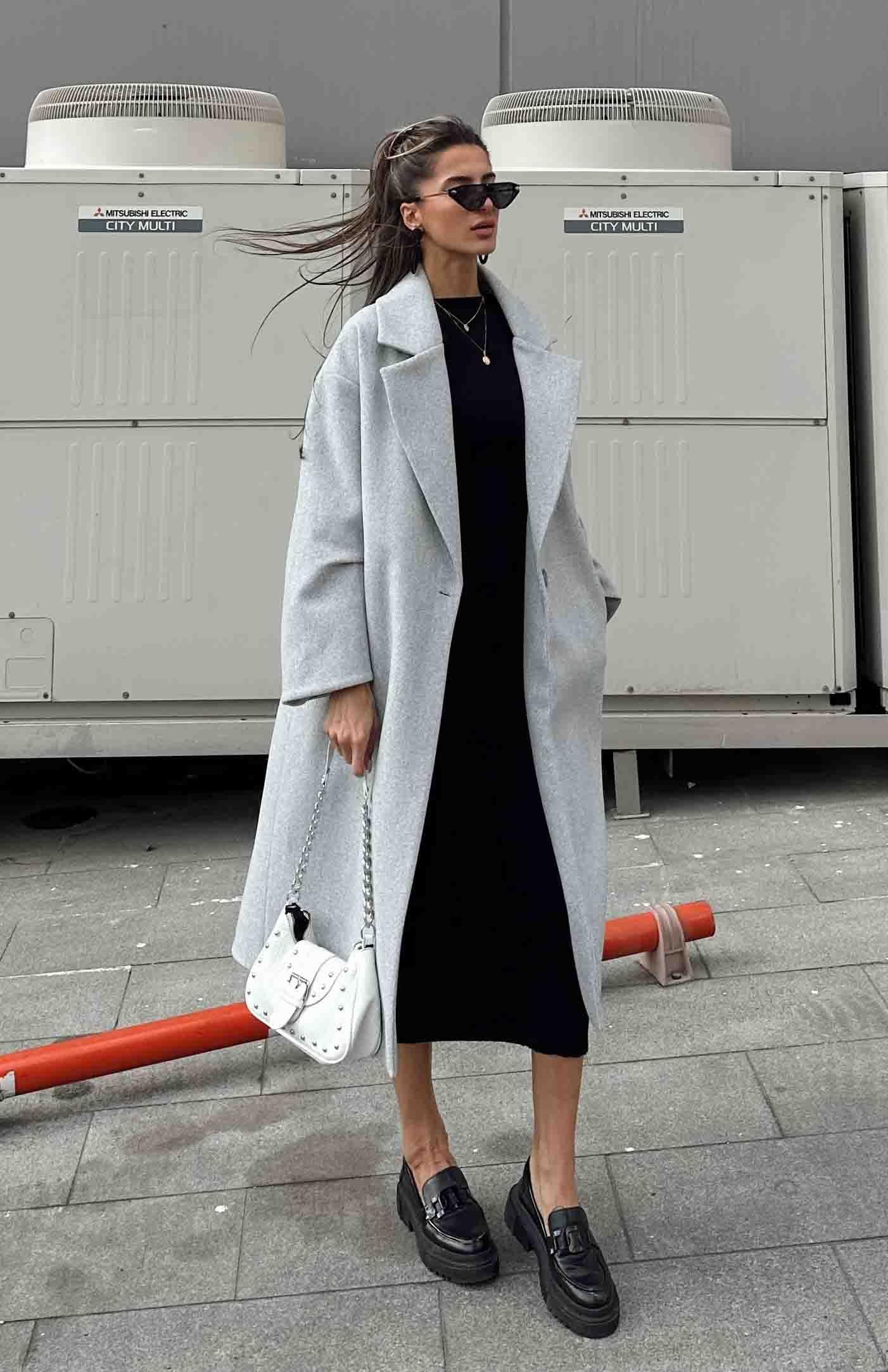 Tek Düğmeli Oversize Kaban GRİ