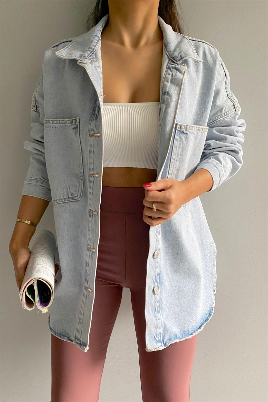 Oversize Cepli Ceket MAVİ