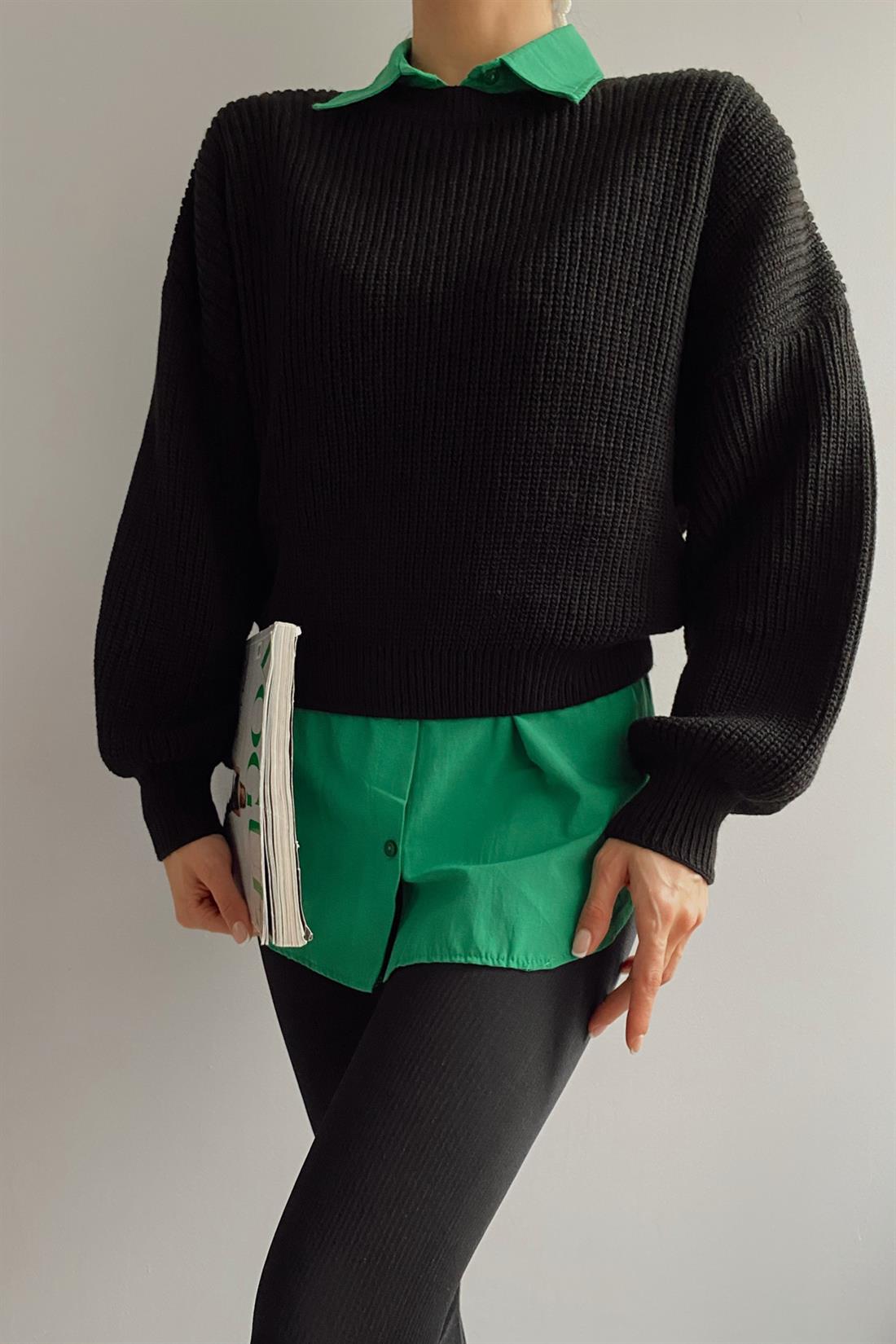 Balon Kol Kazak SİYAH