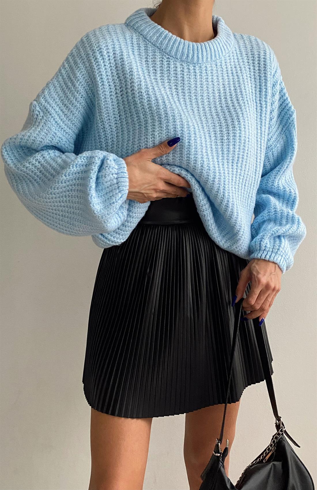 Bisiklet Yaka Kazak B.MAVİ