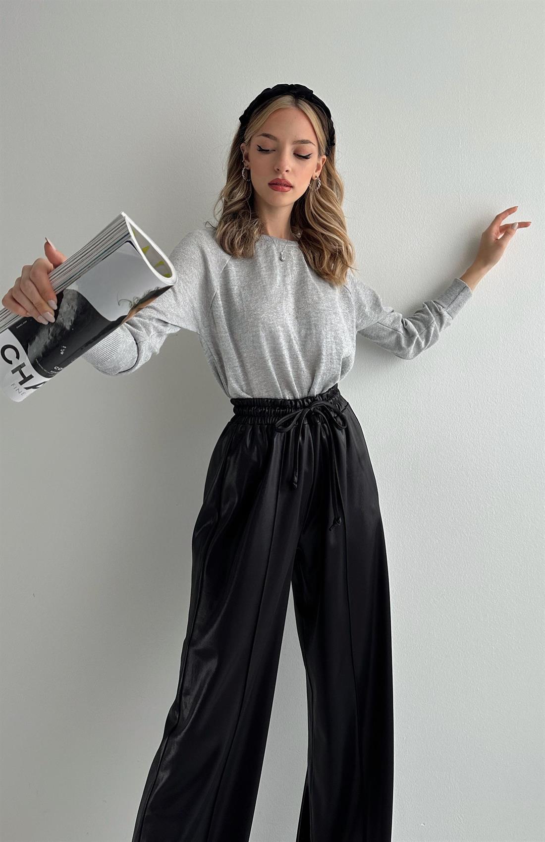 Simli Triko Kazak GRİ