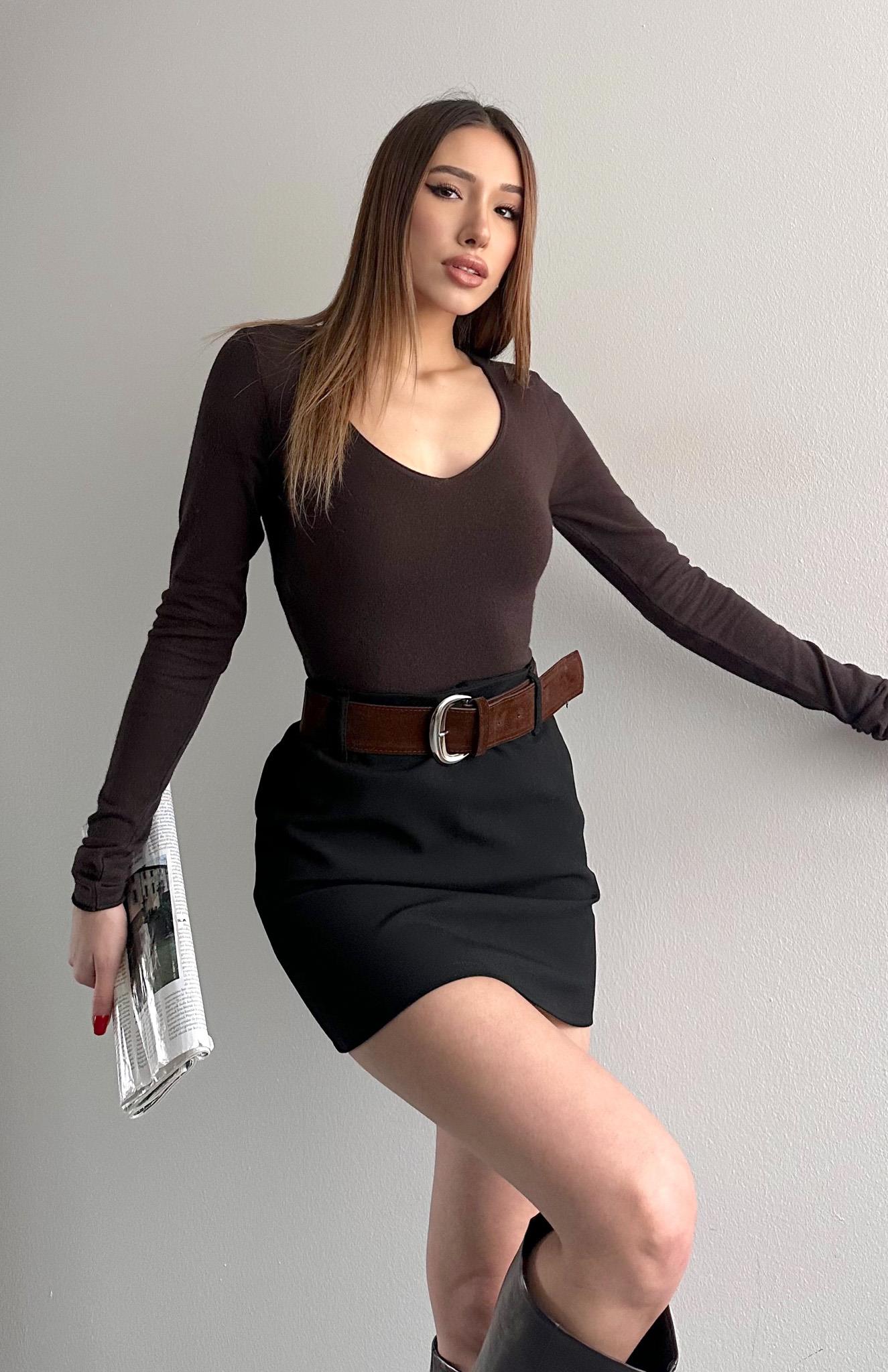 V Yaka Kaşmirli Ultra Hafif Kazak KOYU KAHVE