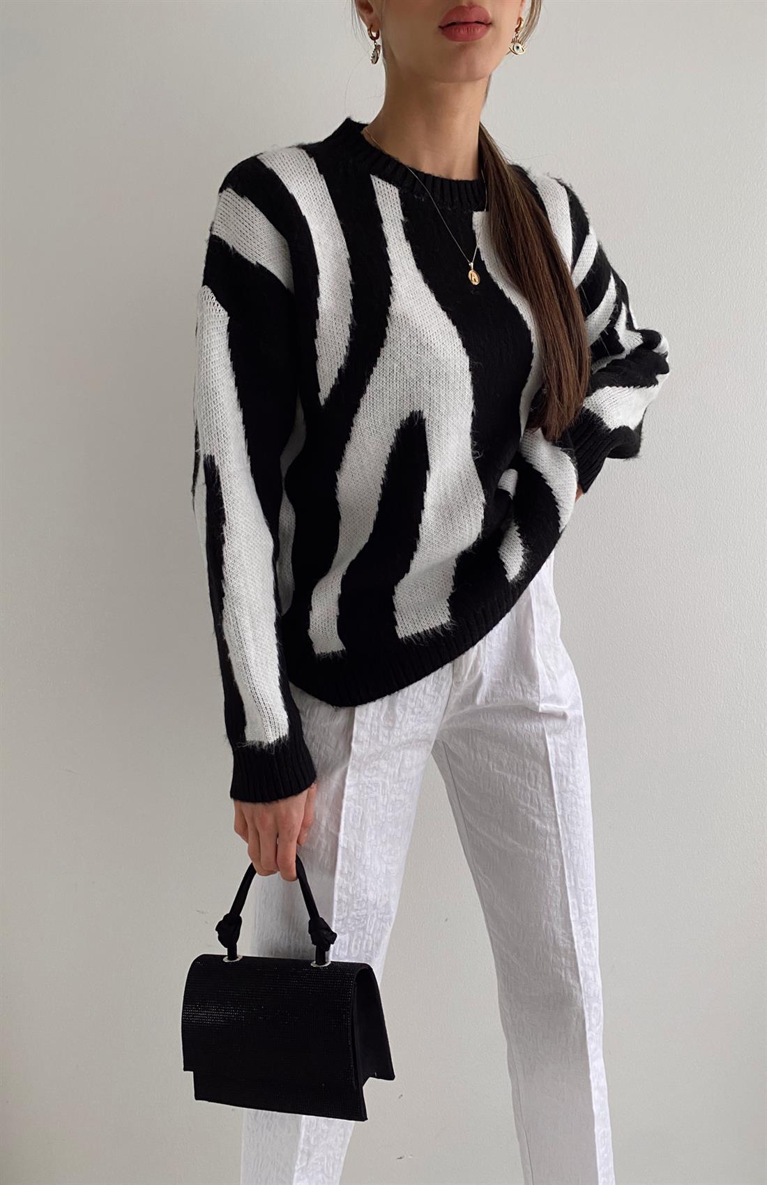 Zebra Desen Kazak EKRU