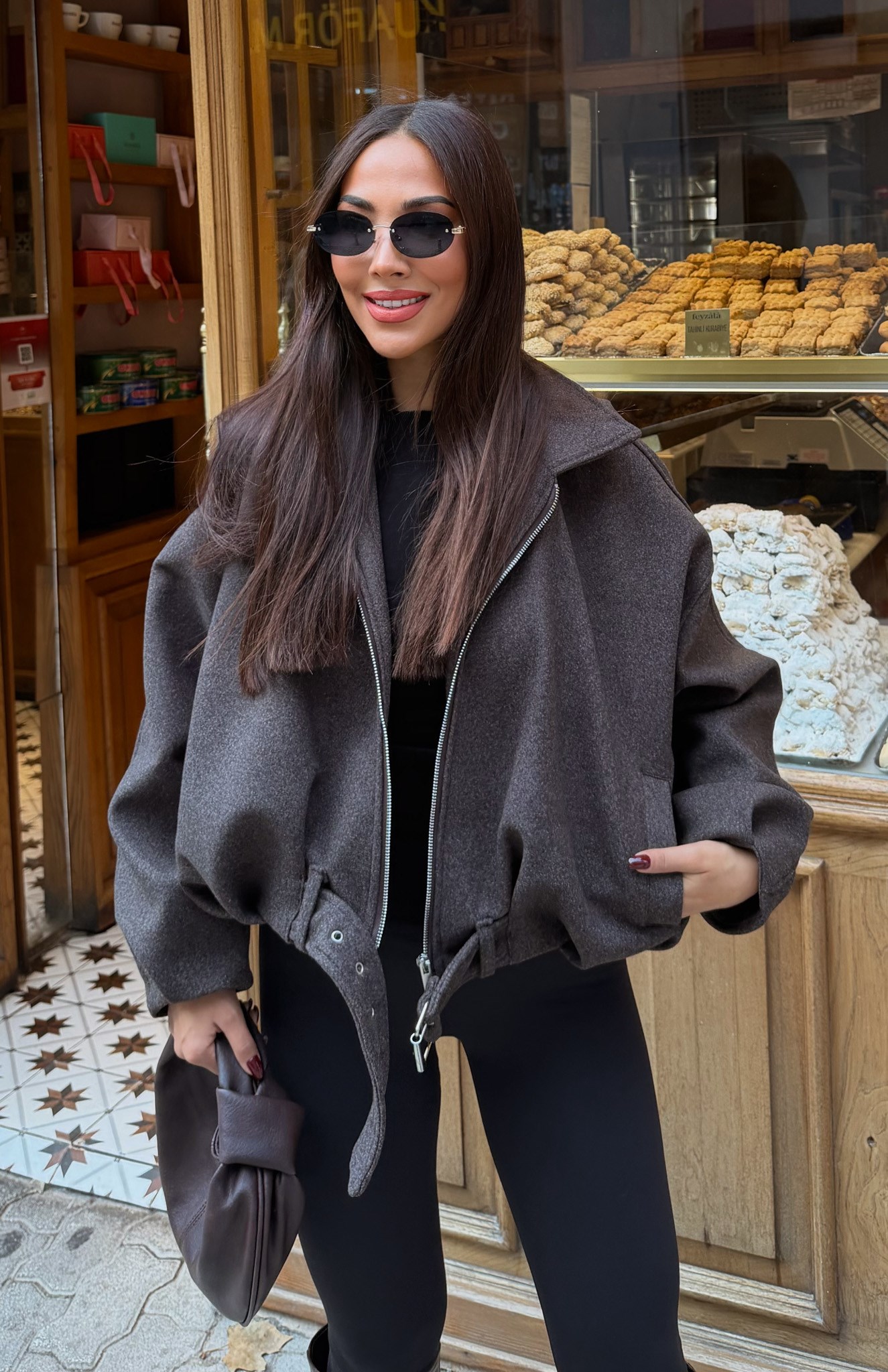 Bomber Kaşe Mont KAHVERENGİ