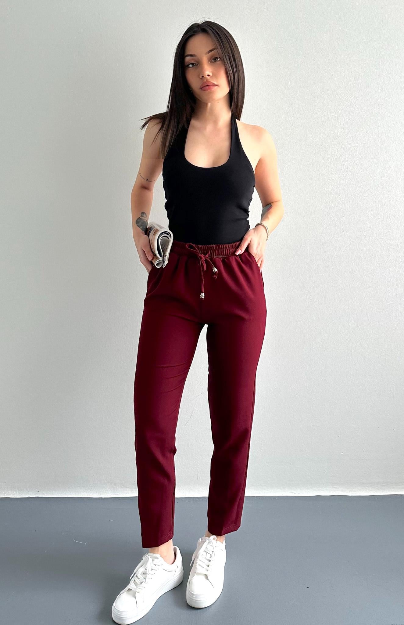 Beli Lastikli Pantolon BORDO