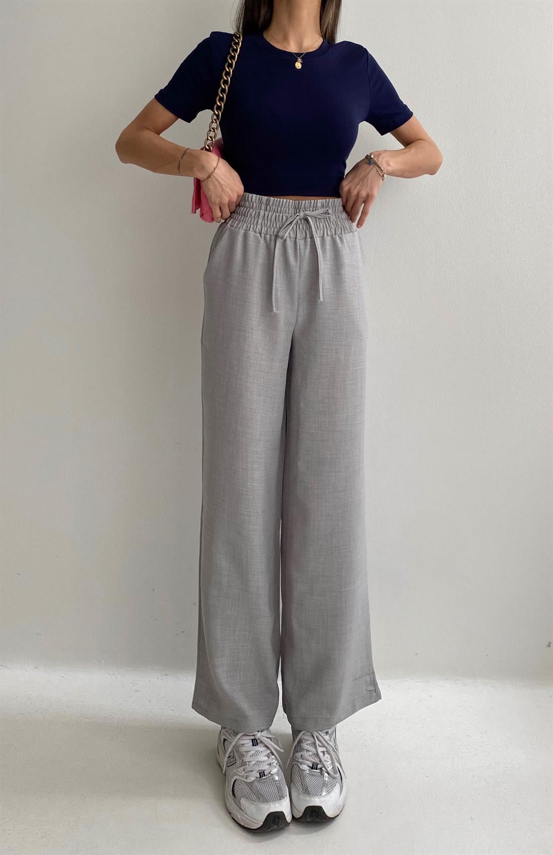 Beli Lastikli Pantolon GRİ