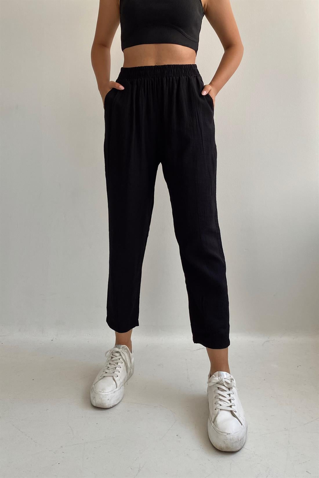 Beli Lastikli Pantolon SİYAH