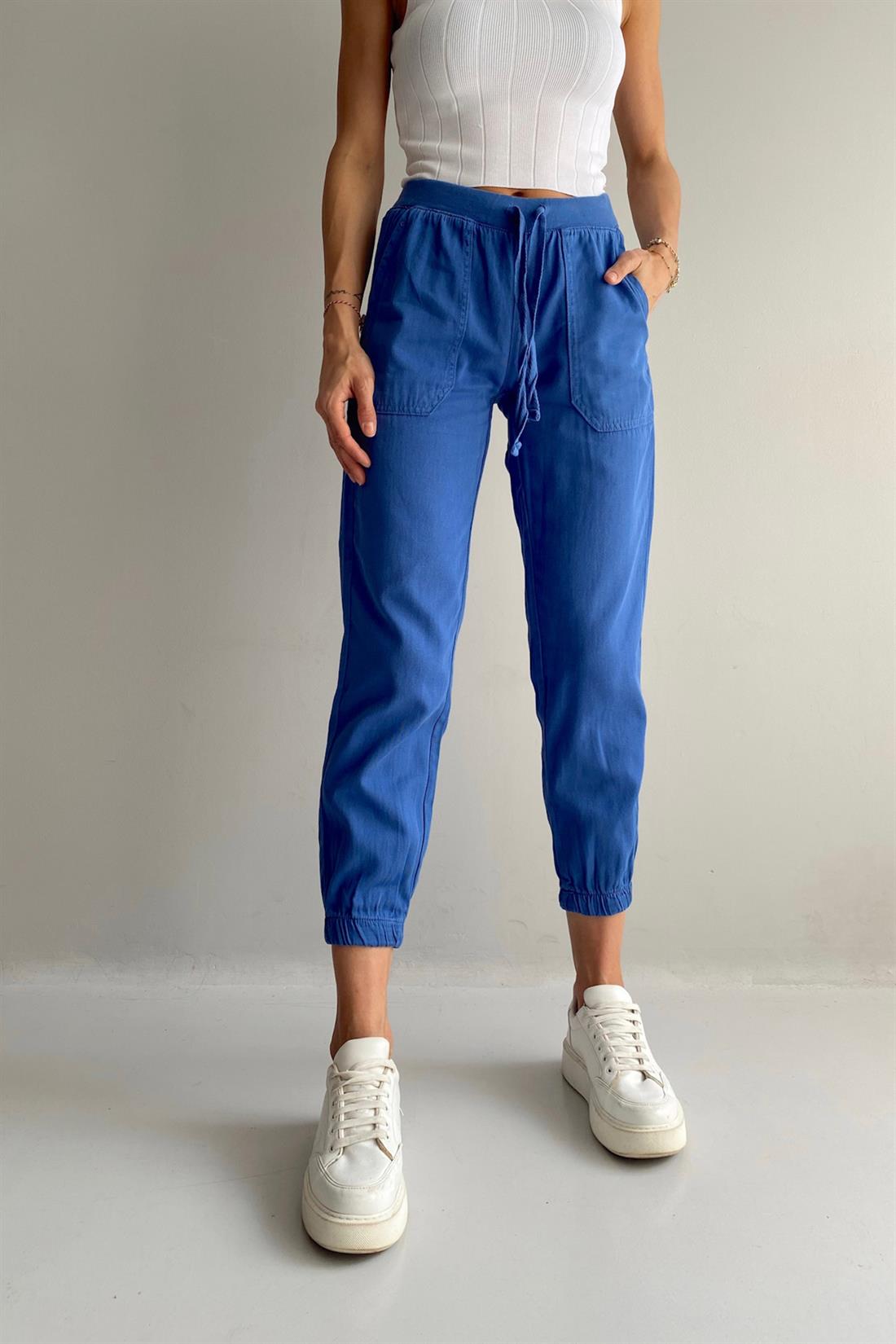 Beli Paçası Lastikli Gabardin Pantolon SAKS
