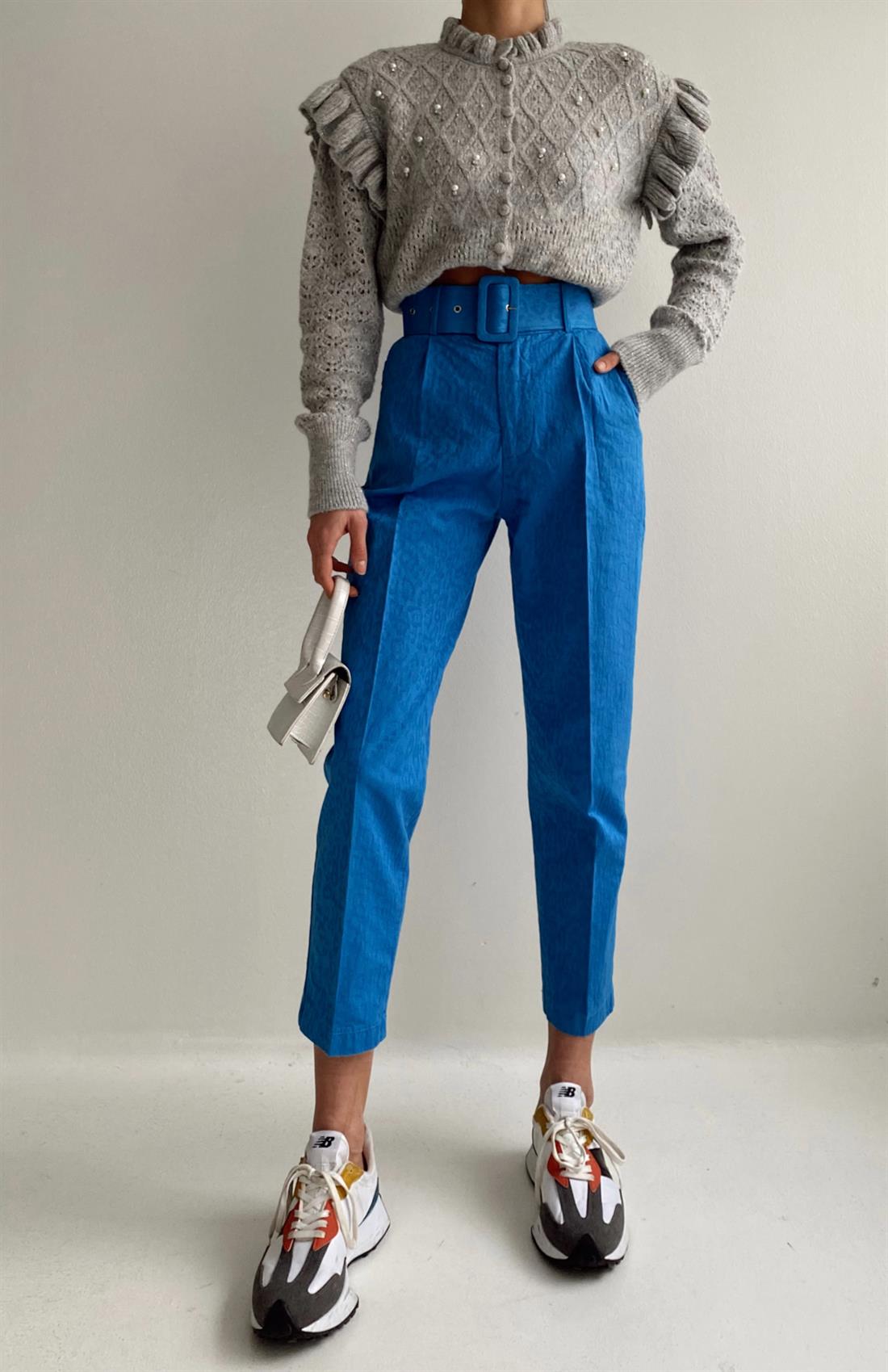 Boyamalı Jakarlı Pantolon SAKS