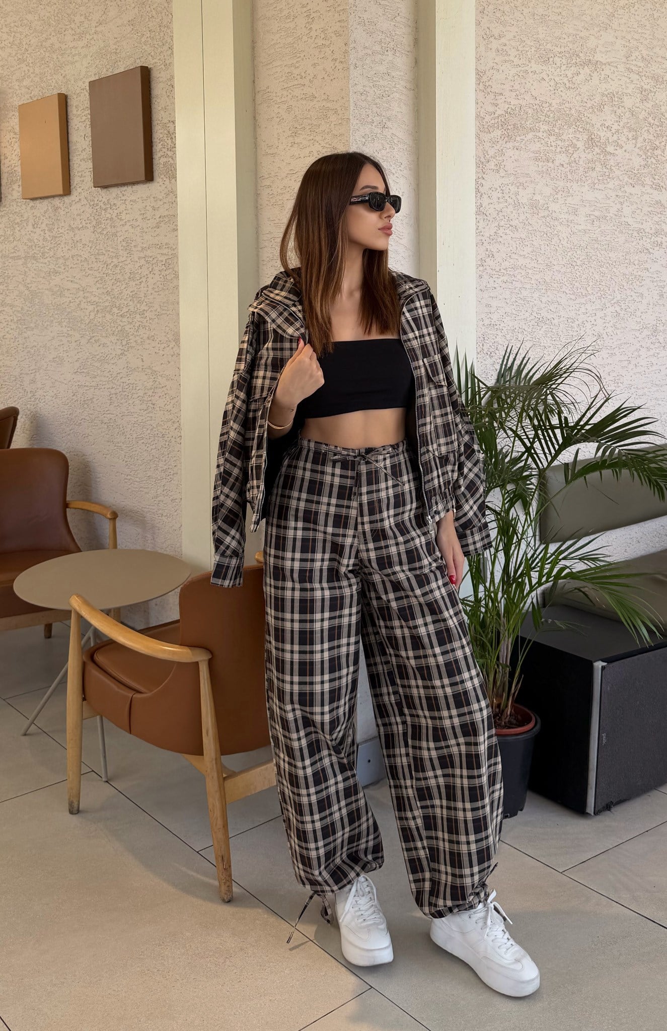 Ekose Desen Pantolon SİYAH