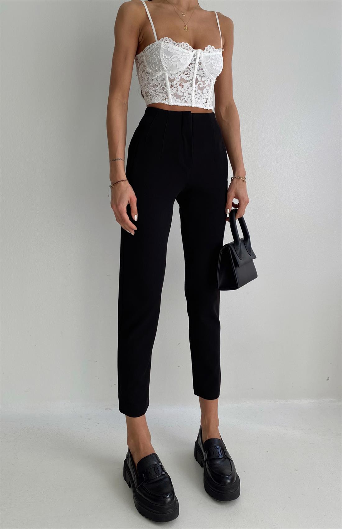 Nevürlü Crep Pantolon SİYAH