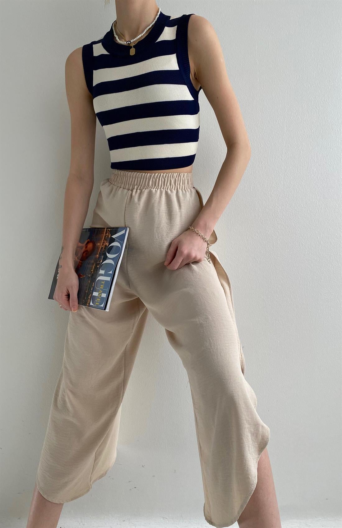 Oval Paça Pantolon TAŞ