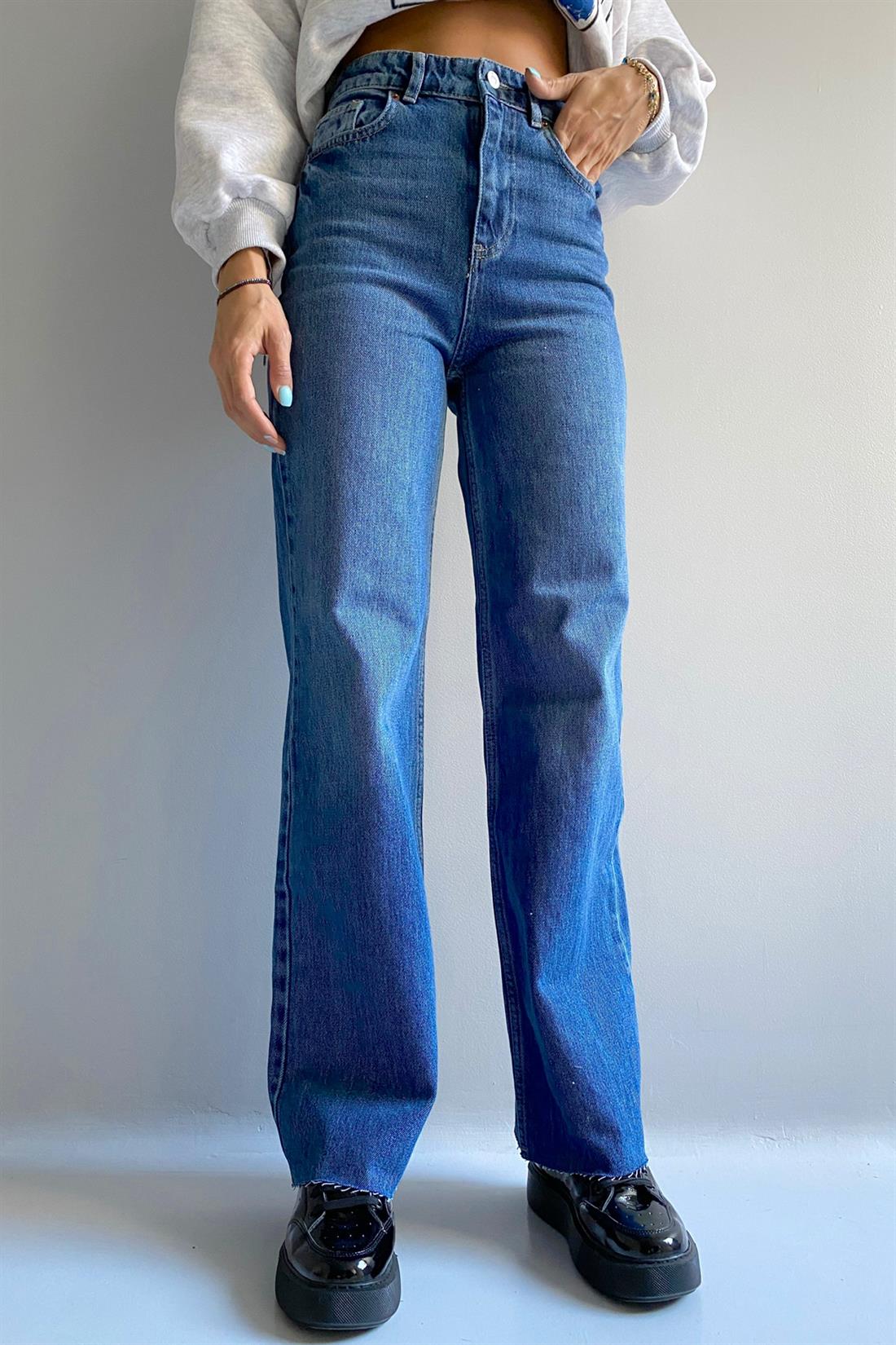 Paçası Dikişsiz Lacivert Wideleg LACİVERT