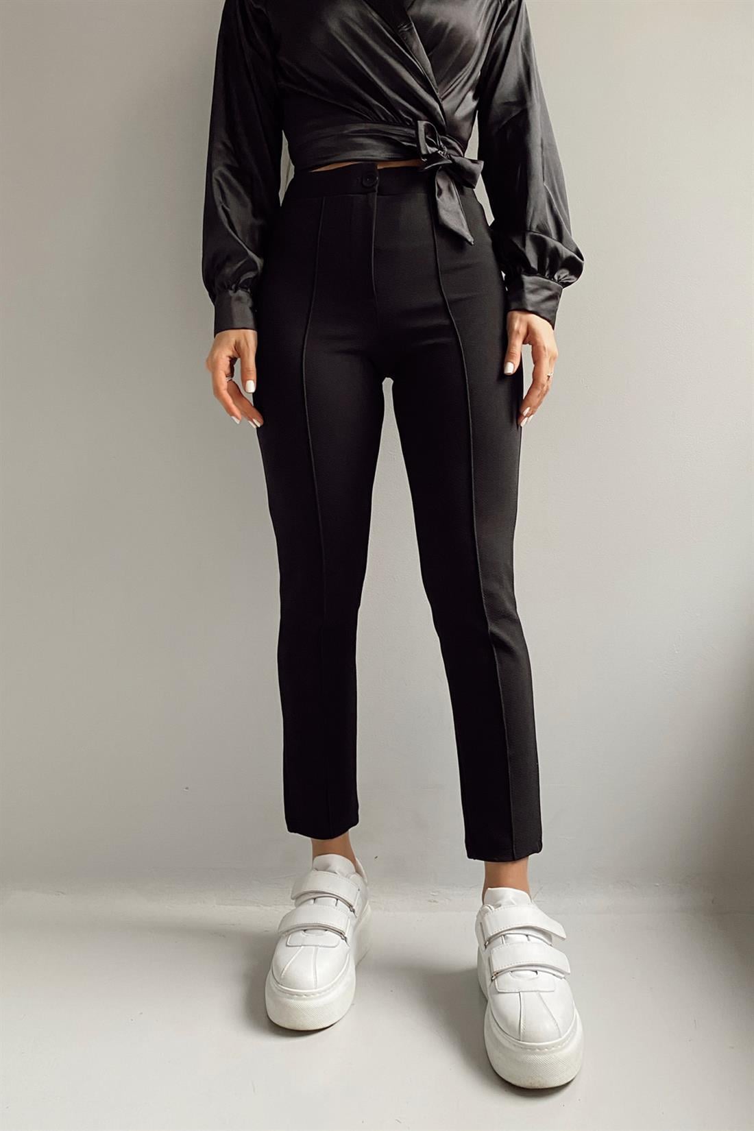 Tek Düğmeli Pantolon SİYAH