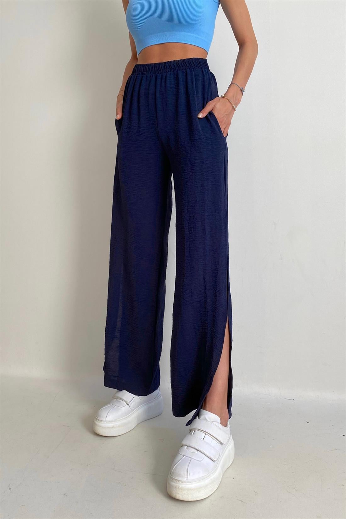 Yanları Yırtmaçlı Pantolon LACİVERT