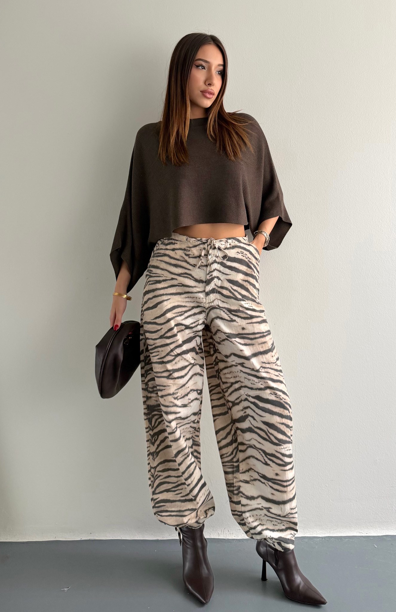 Zebra Desen Pantolon BEJ
