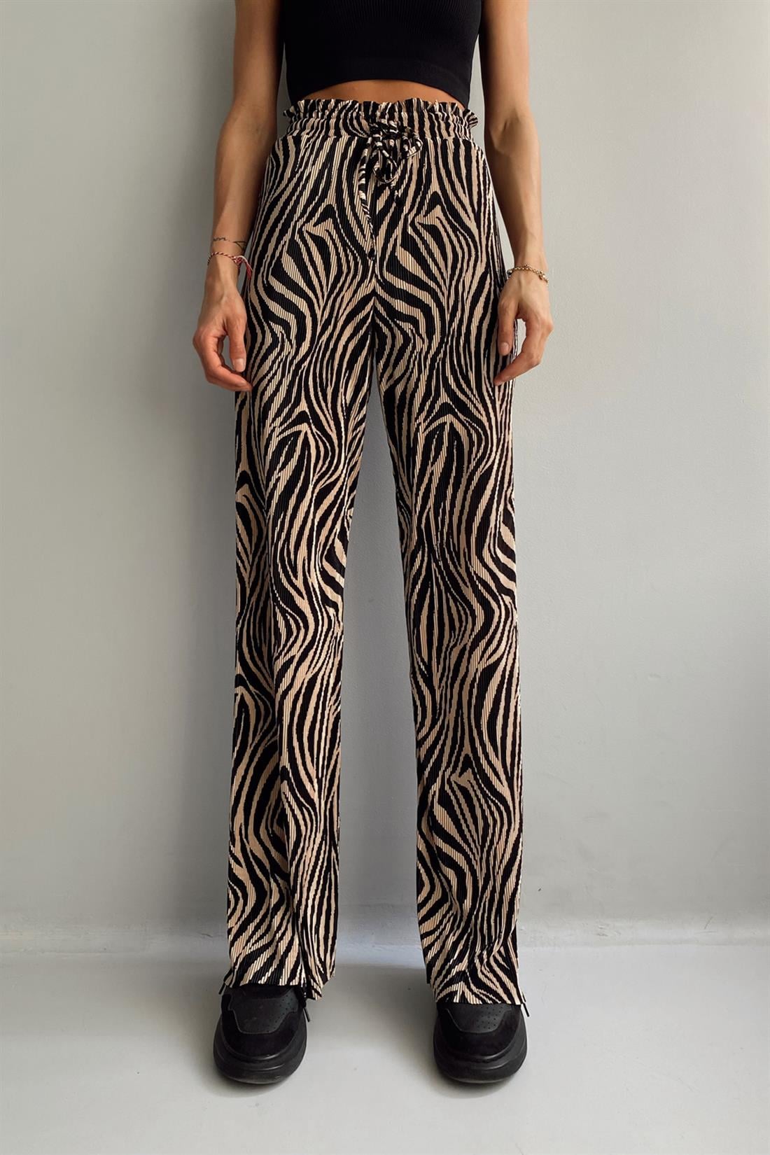 Zebra Desen Pantolon SİYAH