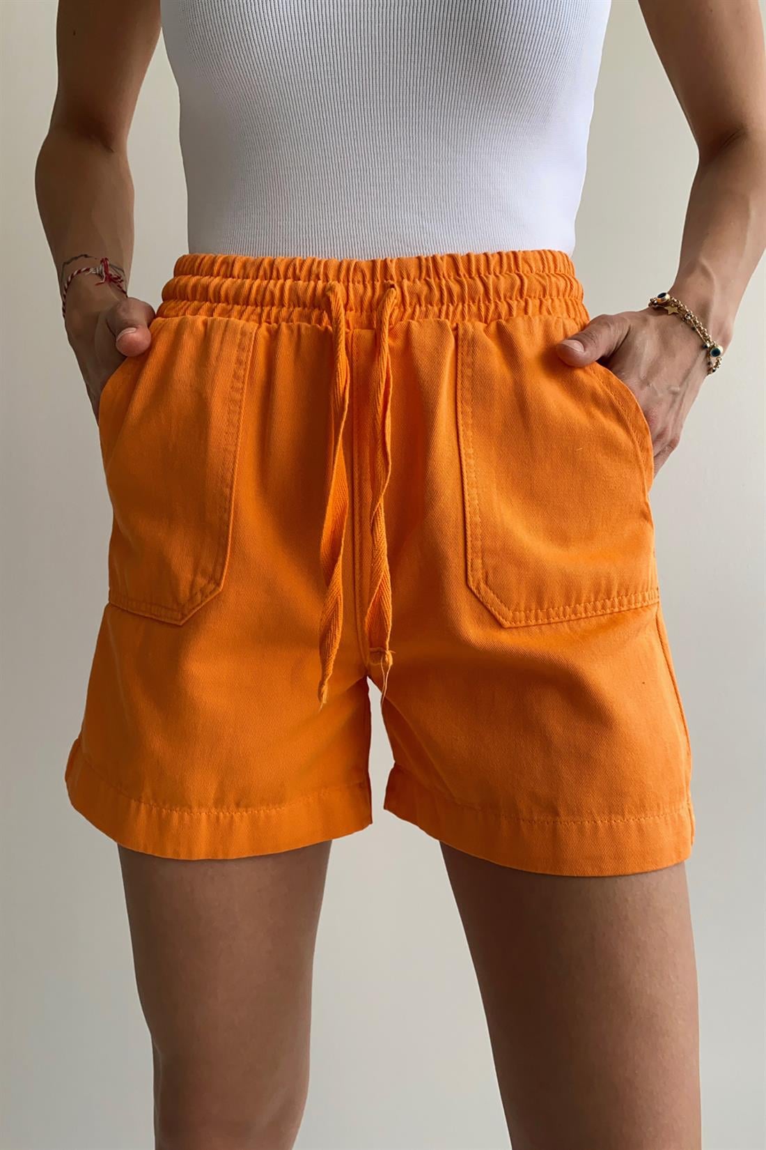 Beli Lastikli Şort KAVUN