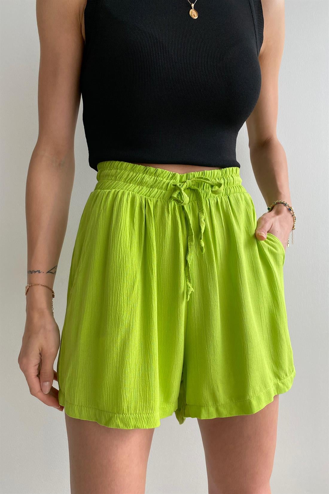 Beli Lastikli Şort YEŞİL