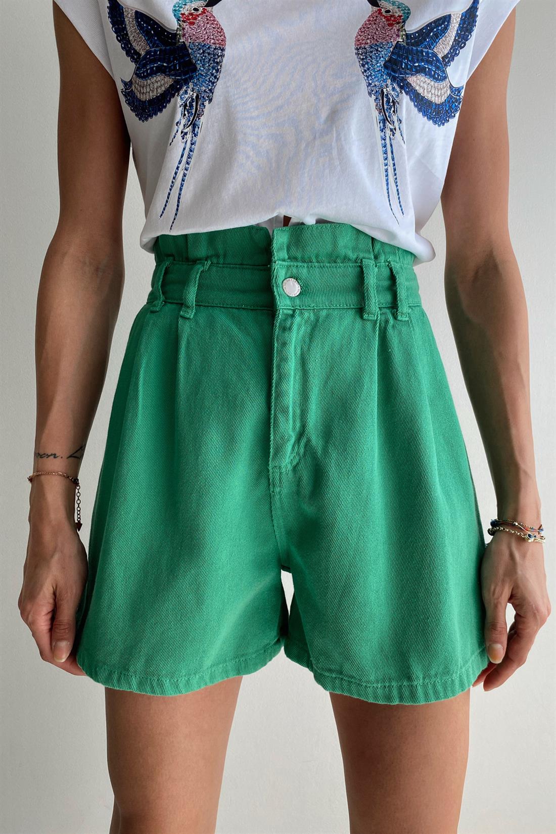 Bermuda Gabardin Şort YEŞİL