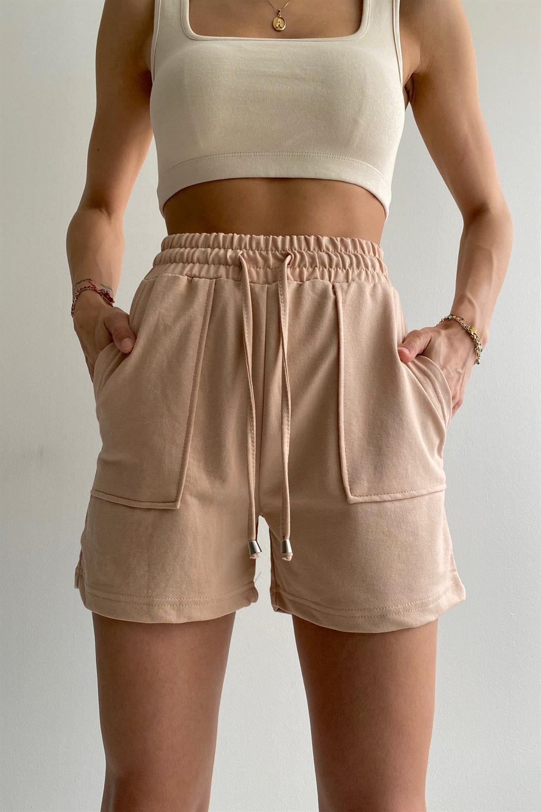 İki İplik Şort BEJ