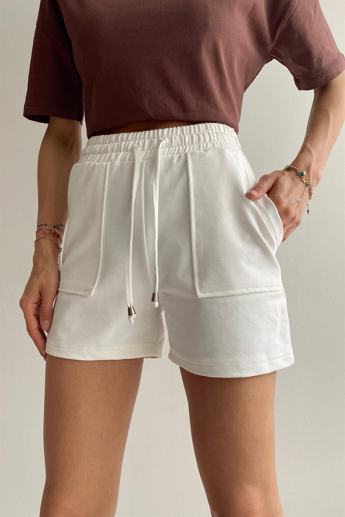 İki İplik Şort BEYAZ