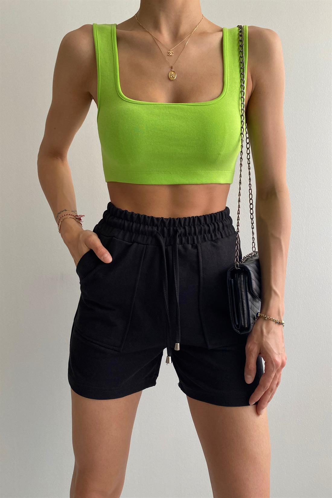 İki İplik Şort SİYAH