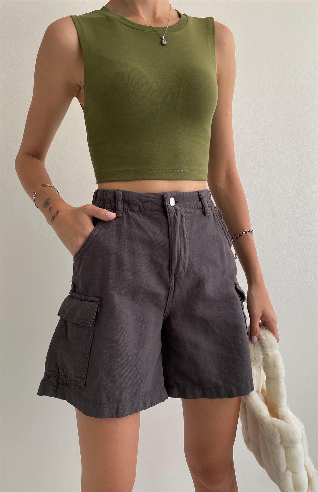 Kargo Cepli Şort ANTRASİT