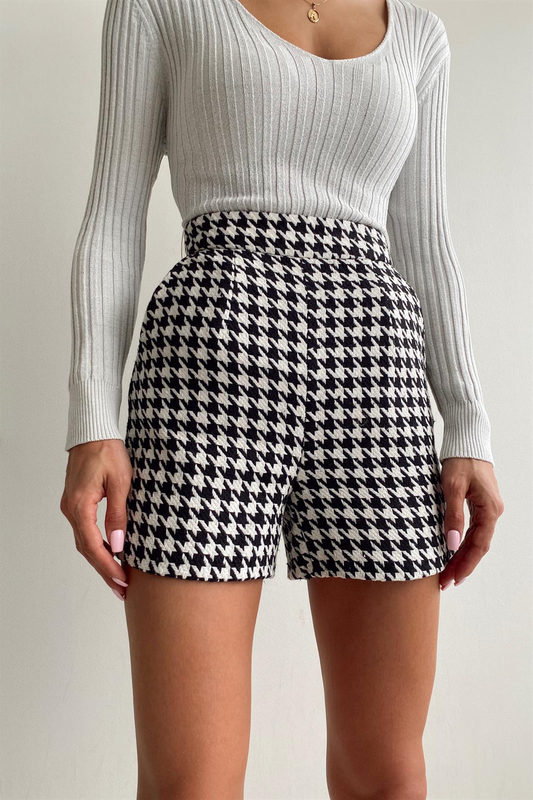 Kazayaği Desen Şort SİYAH