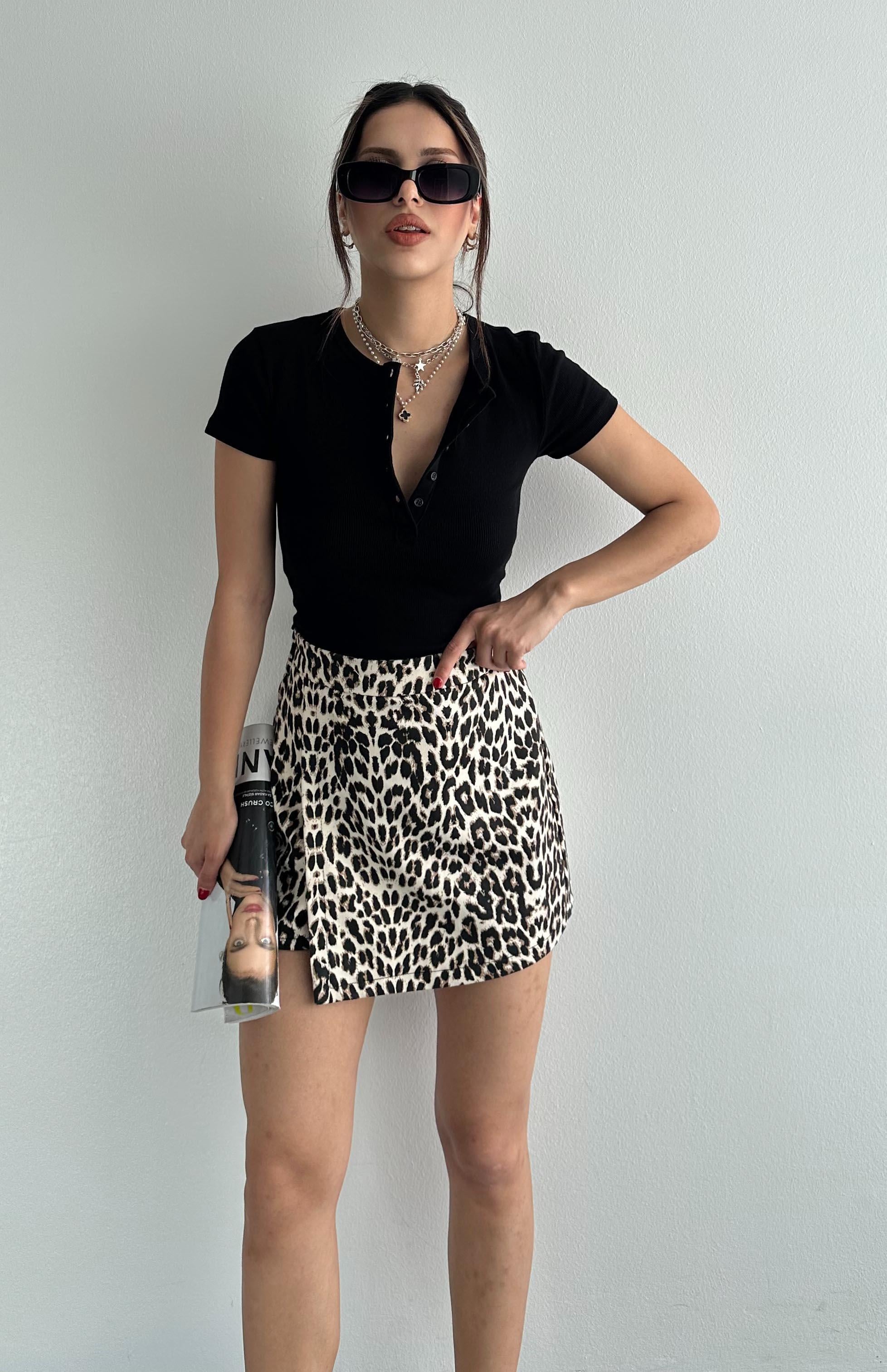 Leopar Desen Şort Etek LEOPAR