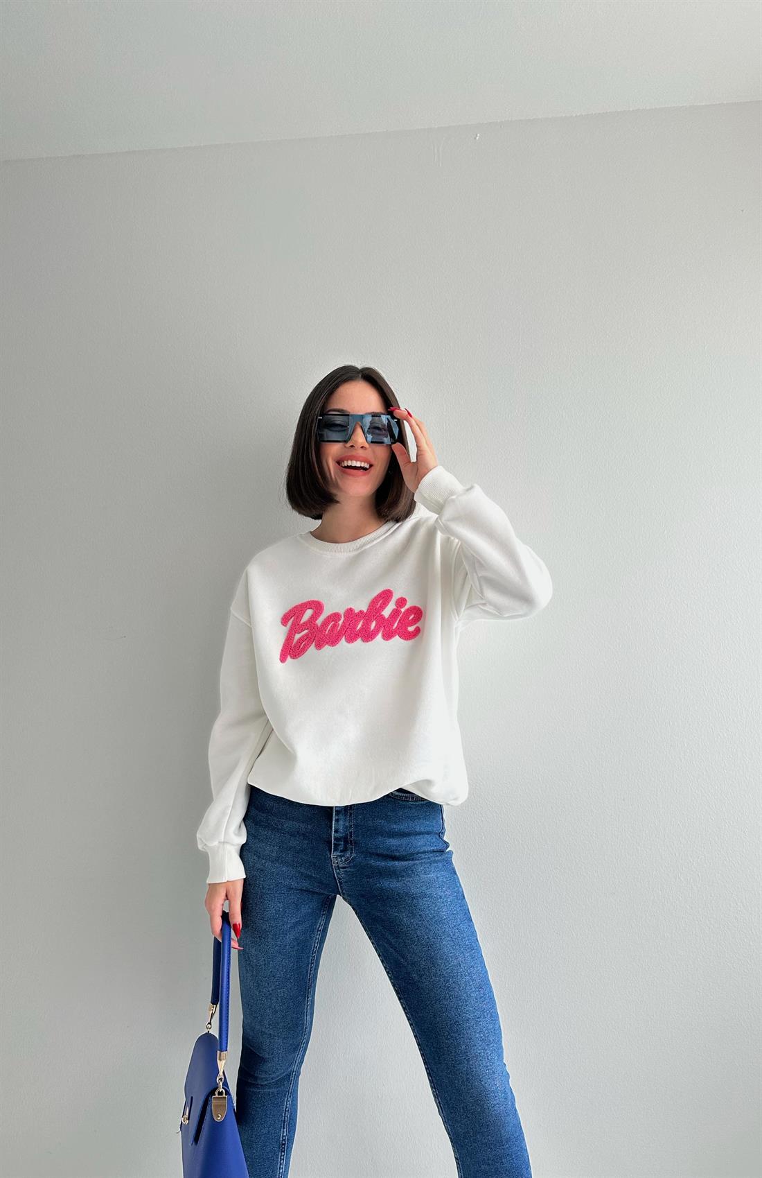 Barbie Baskılı Sweatshırt BEYAZ