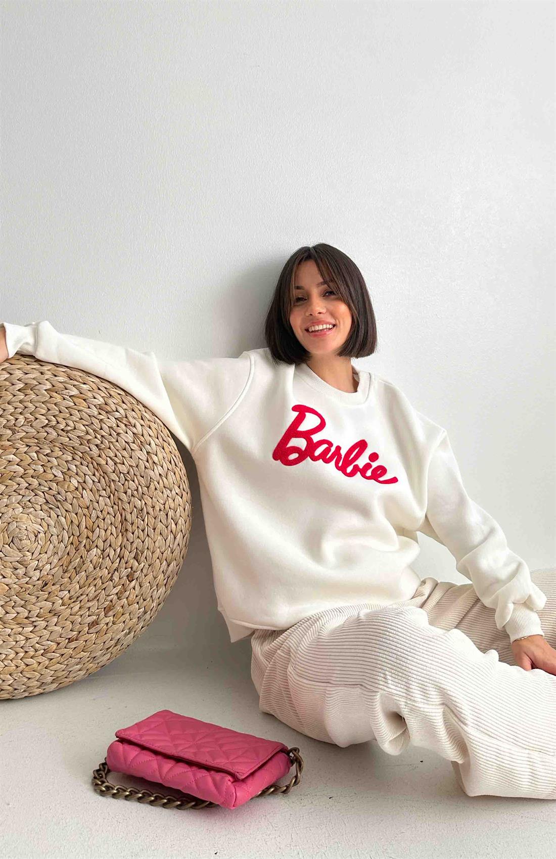 Barbıe Baskılı Sweatshırt BEYAZ
