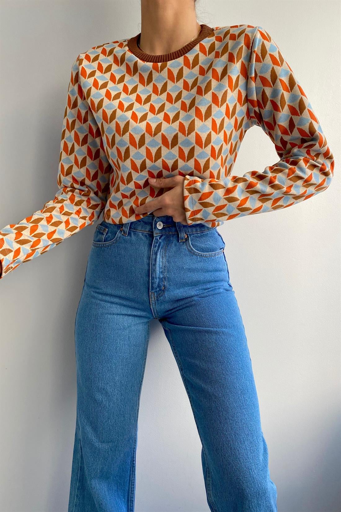 Baskılı Sweatshırt BEJ