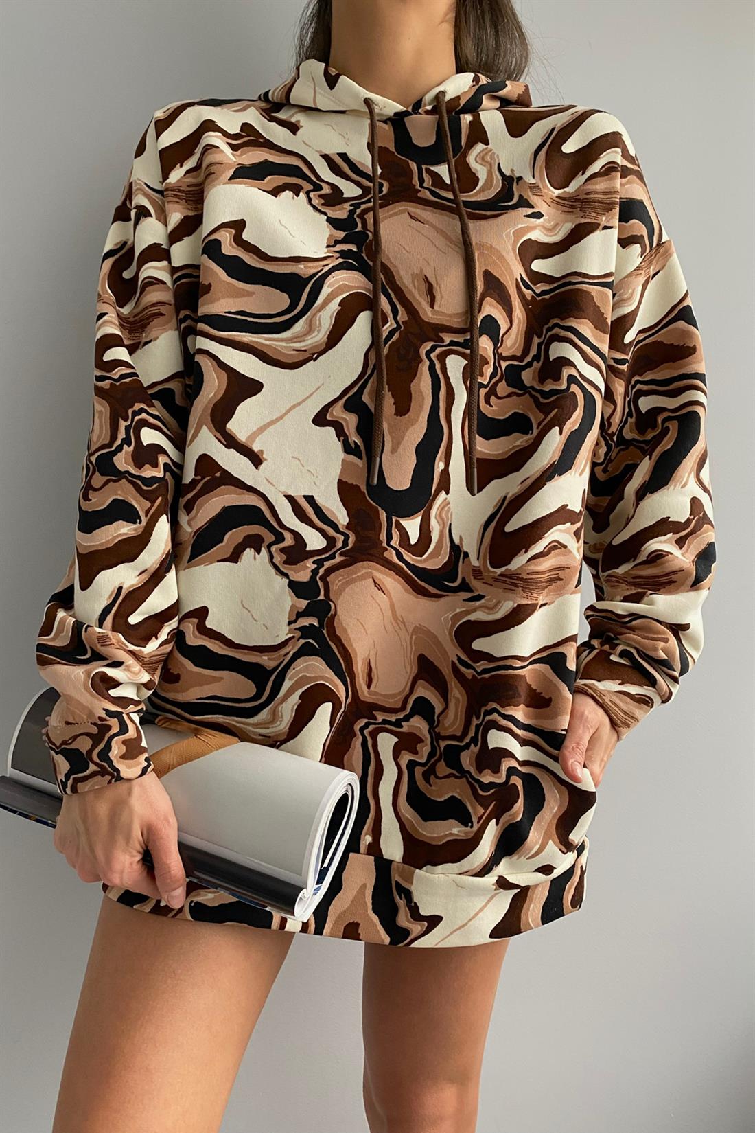 Baskılı Sweatshırt EKRU