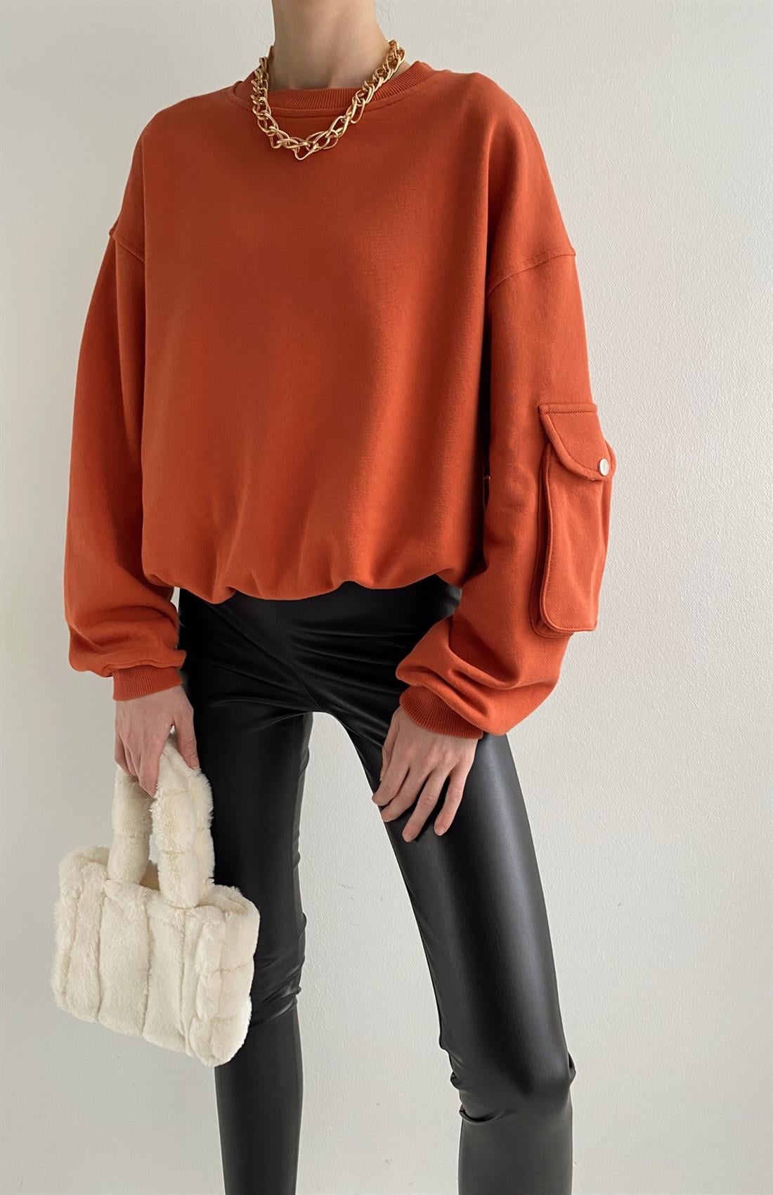 Cep Detaulı Sweatshırt ORANCE