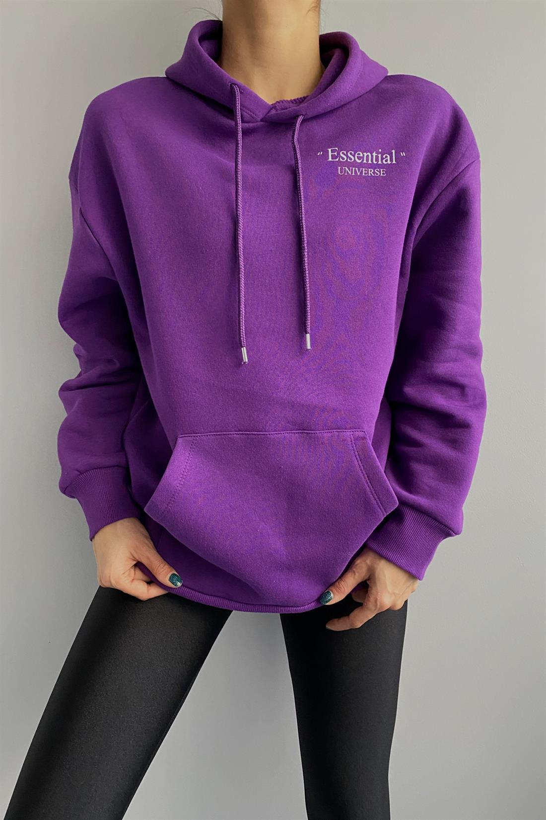 Esential Baskılı Sweatshırt MOR