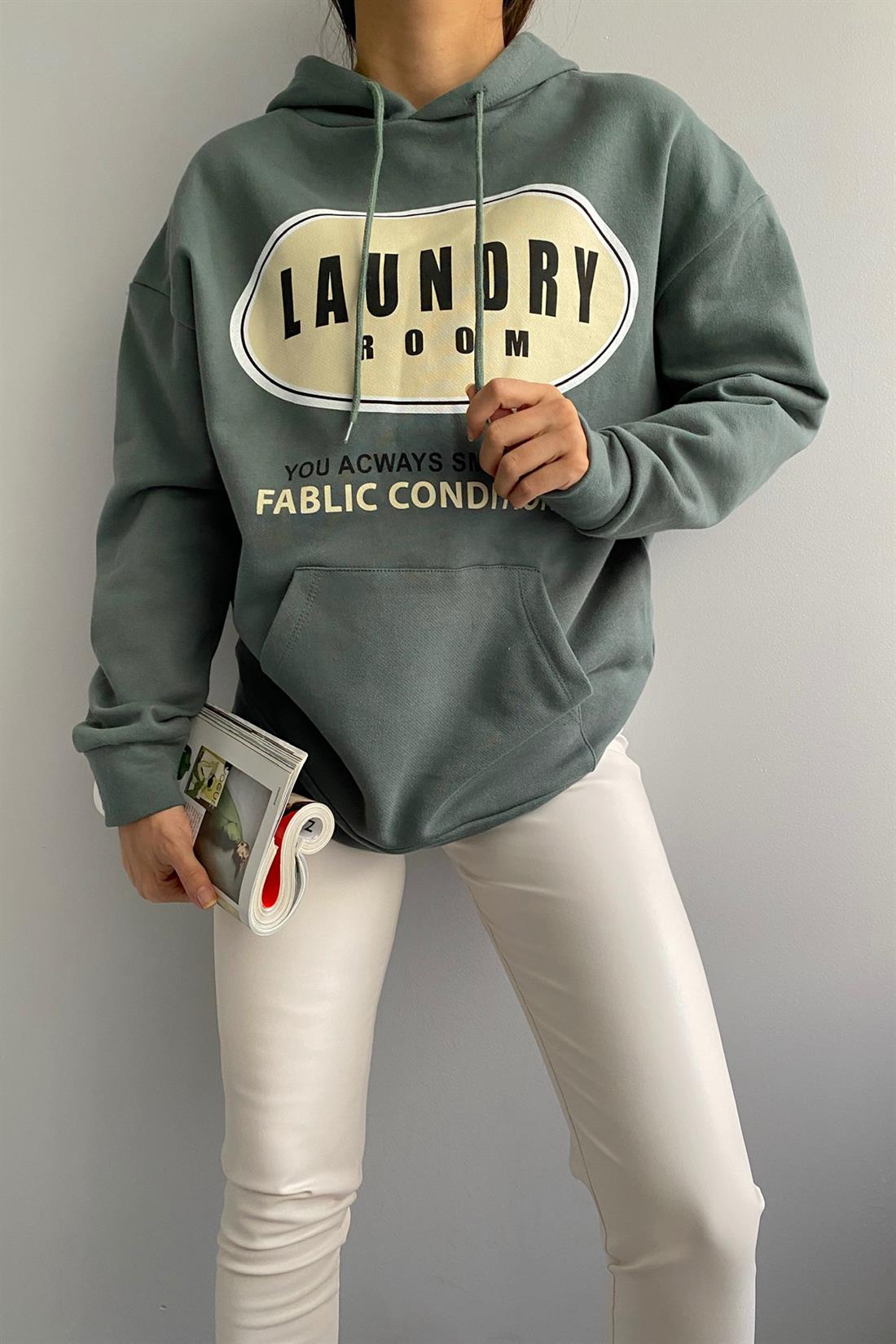 Laundry Baskılı Sweatshırt HAKİ