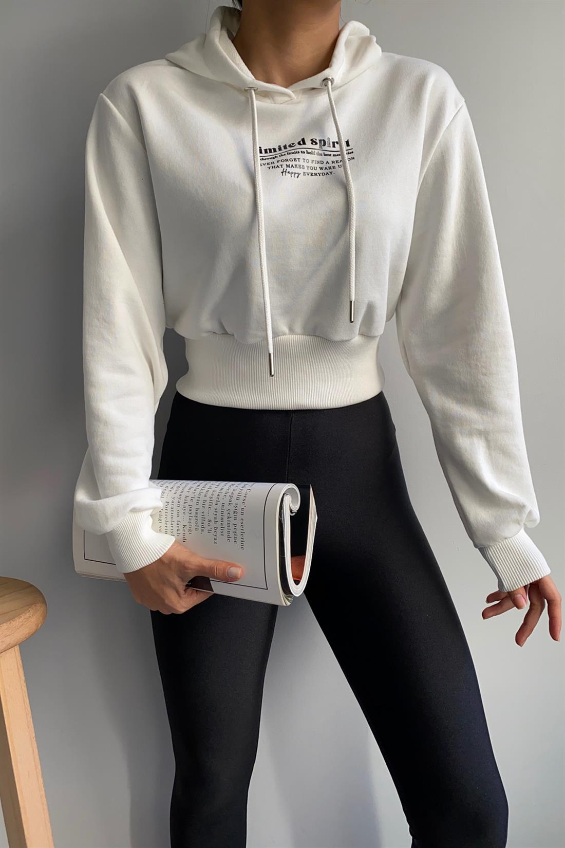 Limited Spirit Baskılı Sweatshırt BEYAZ