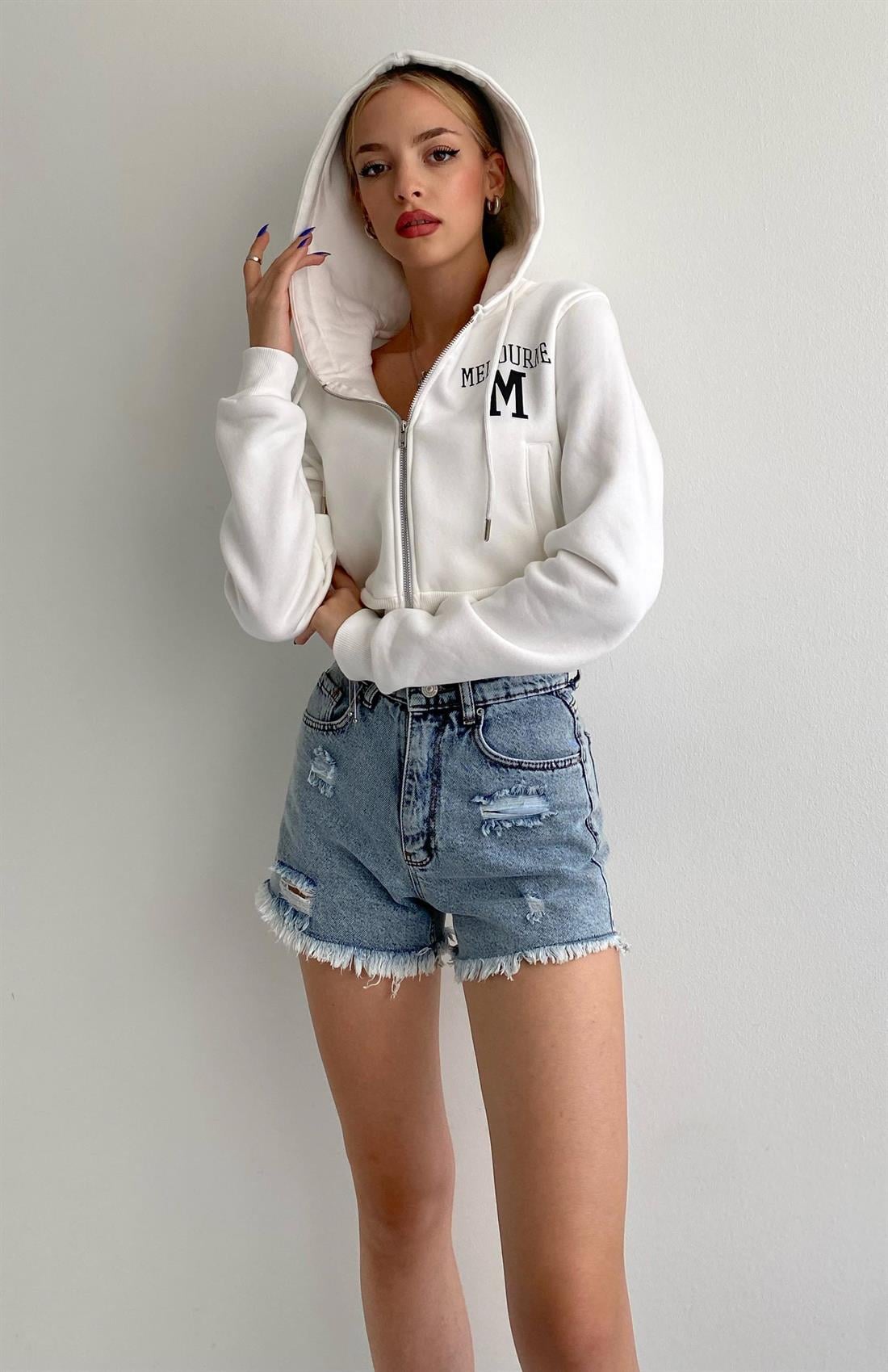 Melbourne Kapşonlu Sweatshırt EKRU