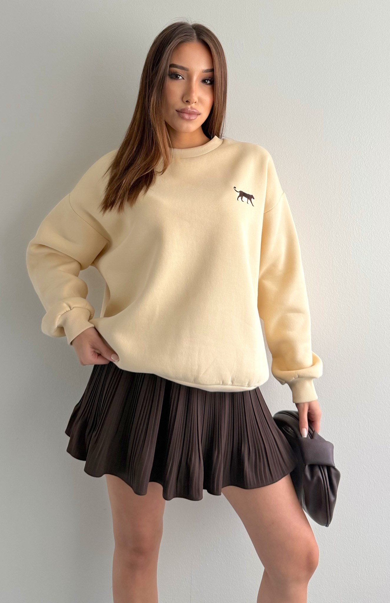Nakiş Detaylı Sweatshırt BEJ