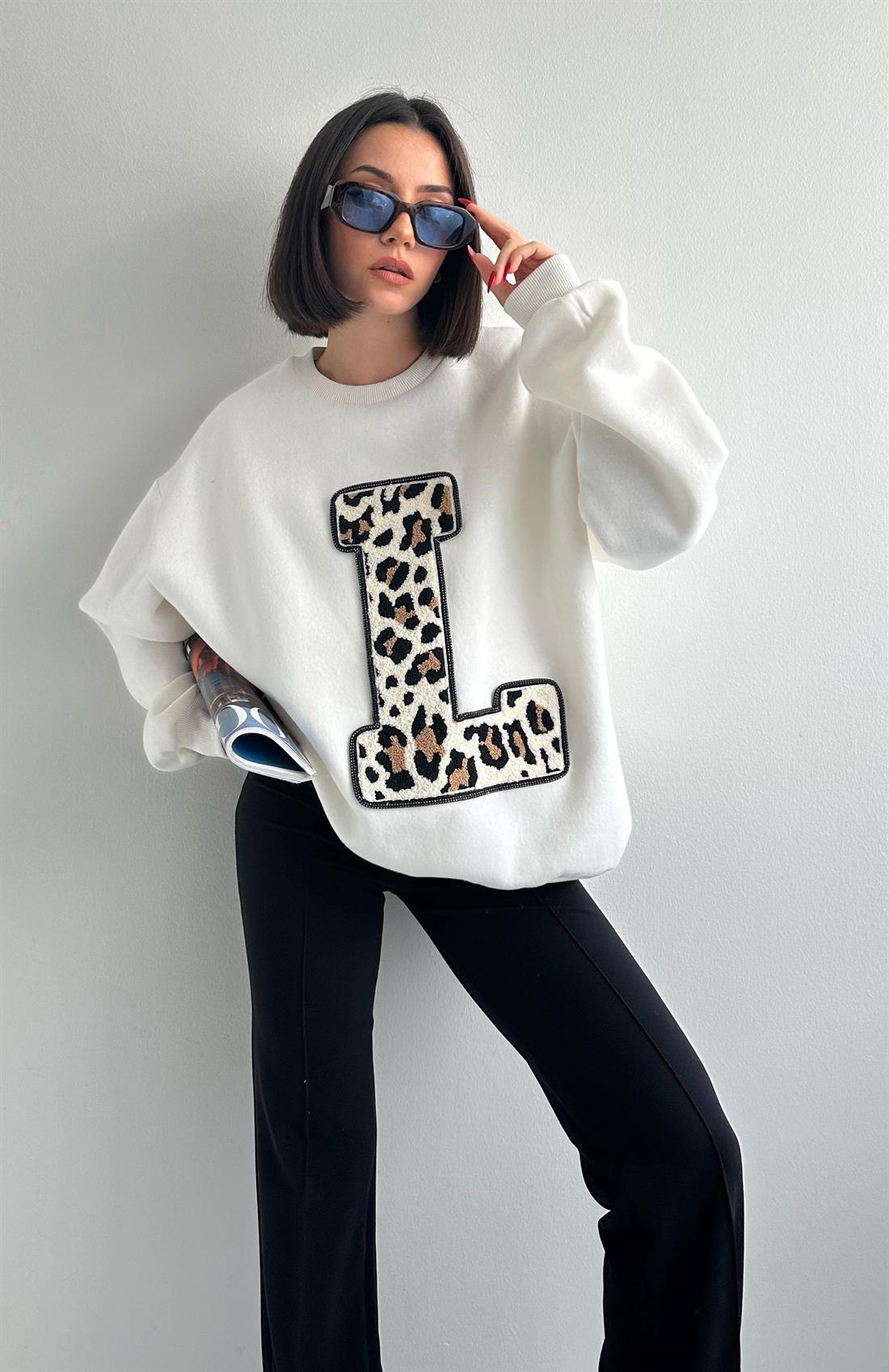 Nakiş Detaylı Sweatshırt EKRU