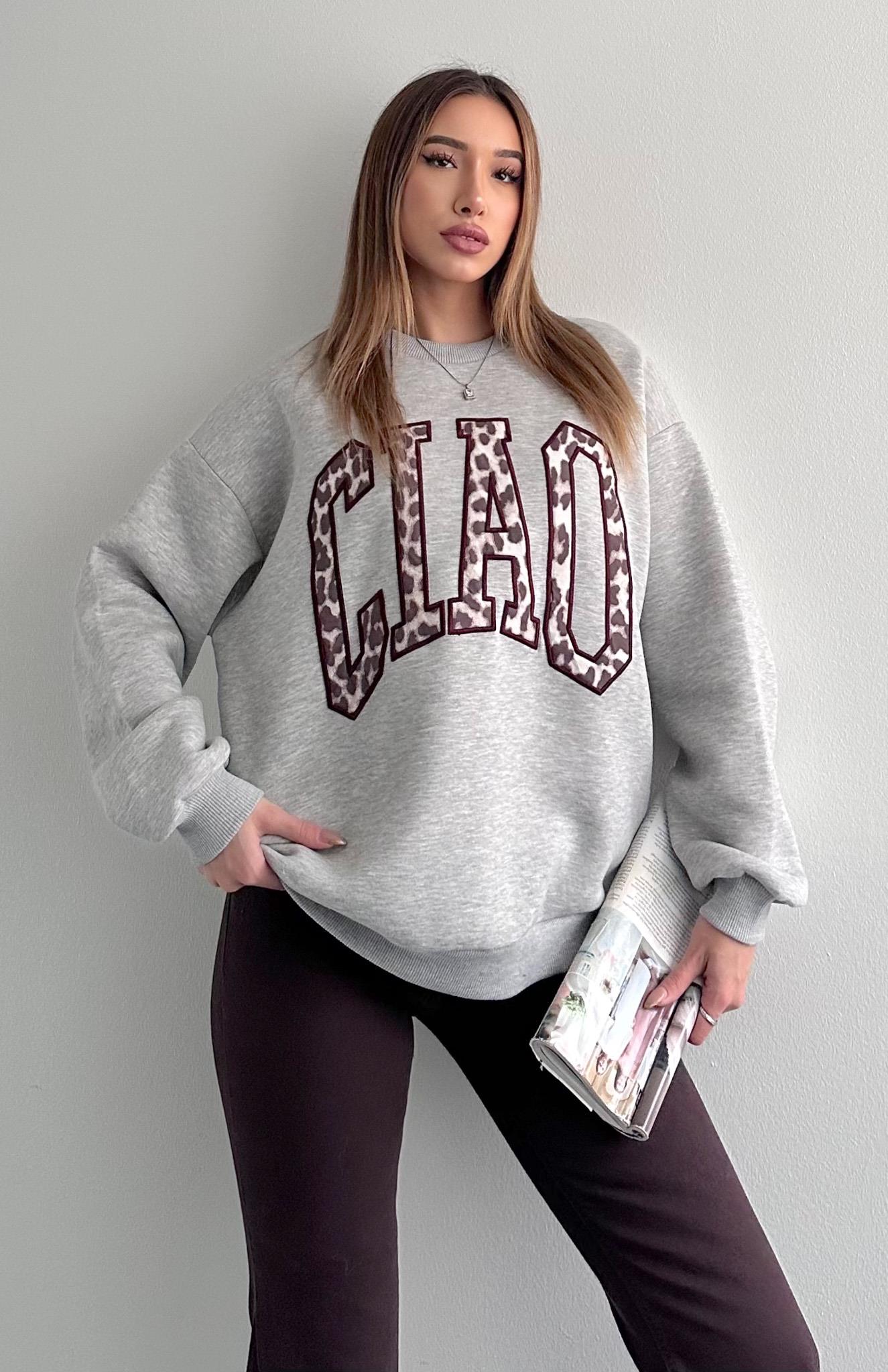 Nakiş Detaylı Sweatshırt GRİ