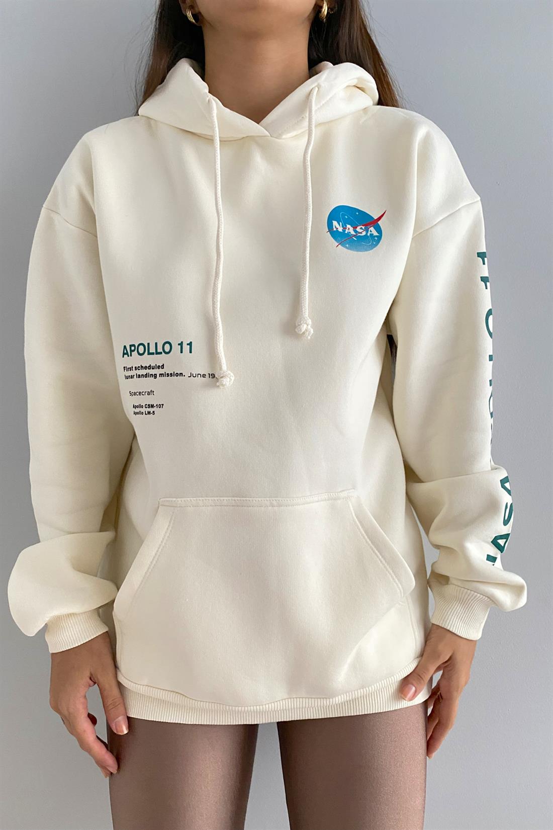 Nasa Baskılı Sweatshırt EKRU