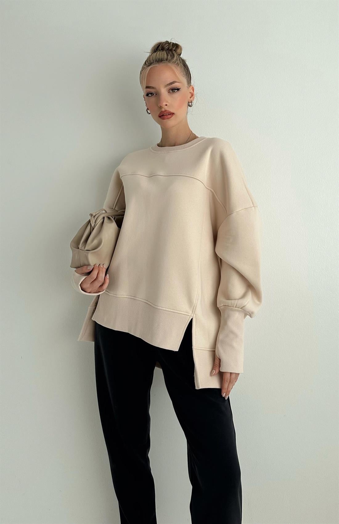 Oversize Sweatshırt BEJ