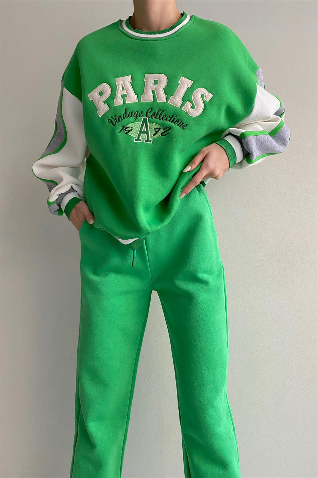 Paris Nakişlı Sweat YEŞİL