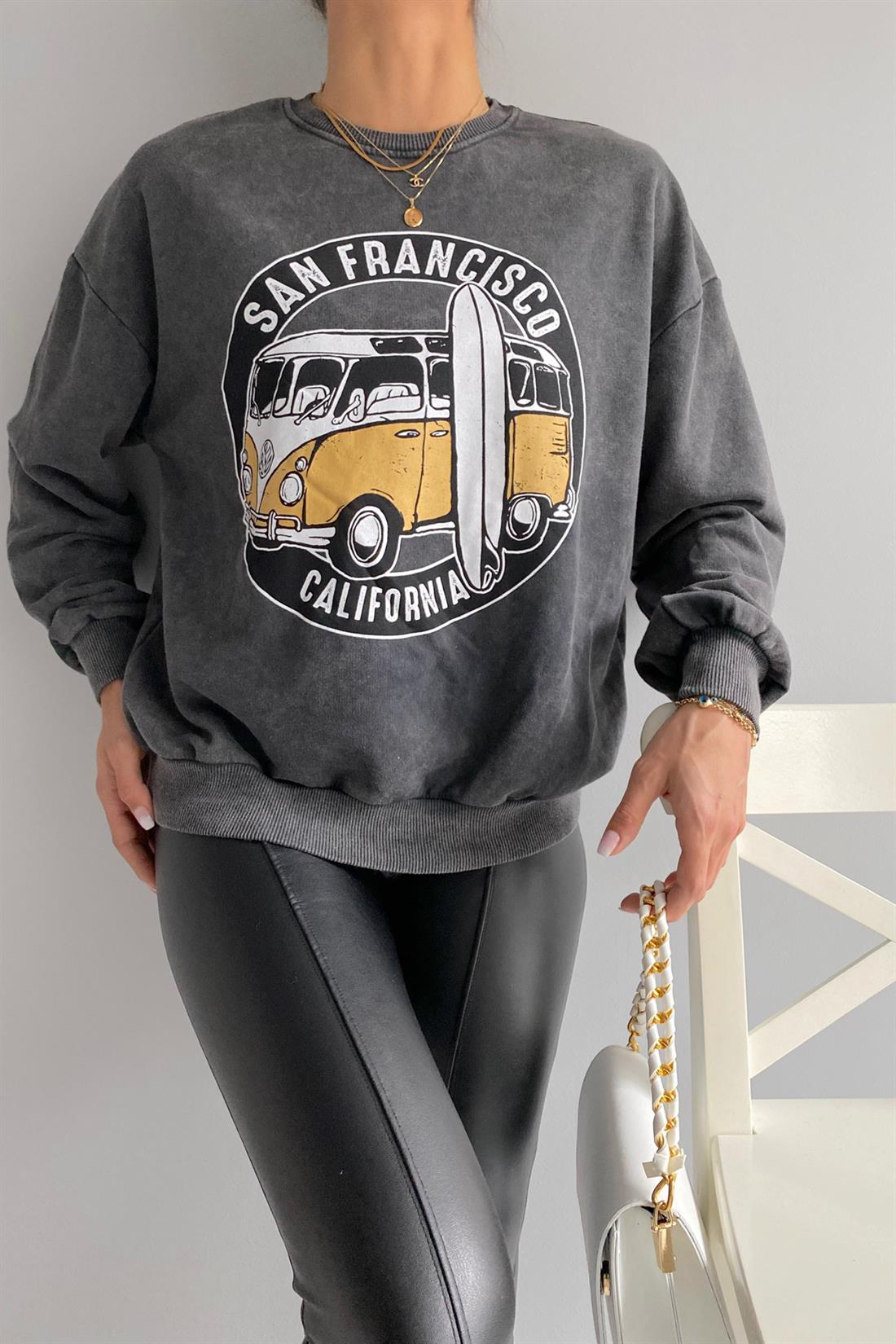 San Francısco Baskılı Sweatshrıt ANTRASİT